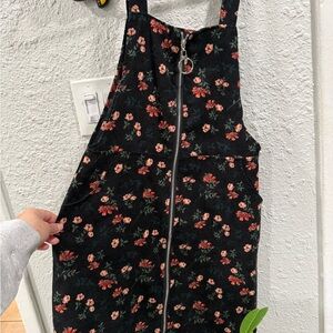 Floral Black Dress with Zipper